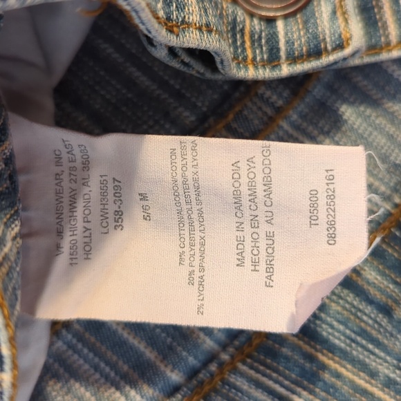 Lee Jean Capri Women 5/6 M Blue White Tan Striped - Picture 7 of 11